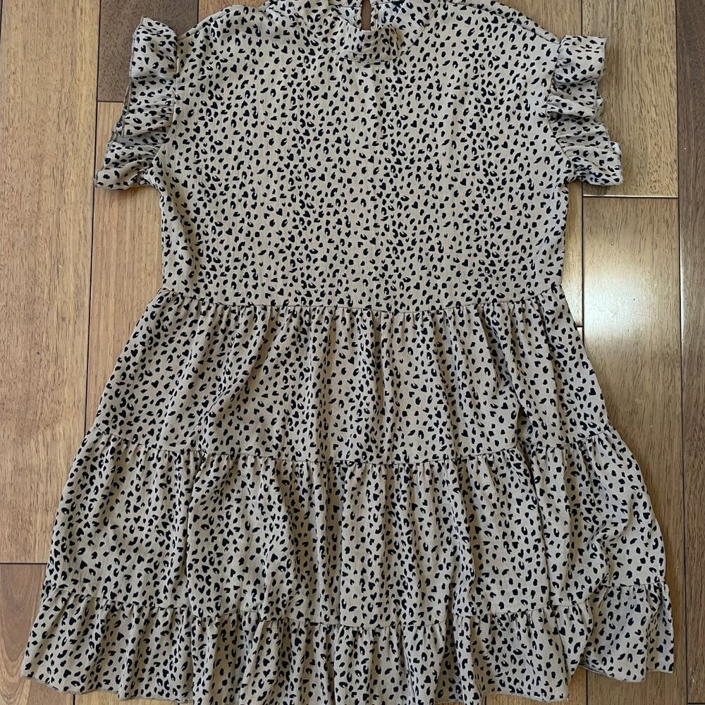 Leopard  Print Dot Ruffle Mini Dress - Picture 4 of 7
